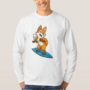 Fox als surfer met surfboard t-shirt