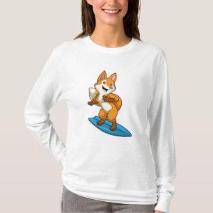 Fox als surfer met surfboard t-shirt