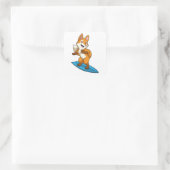 Fox als surfer met surfboard vierkante sticker (Tas)