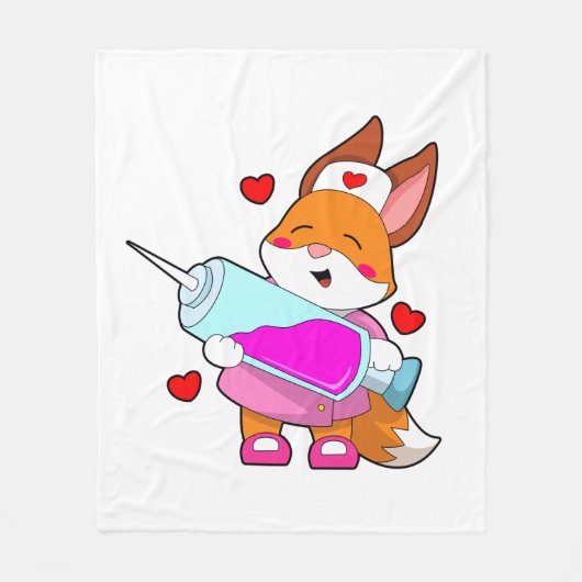 Fox als verpleegster met spuit fleece deken (Voorkant)