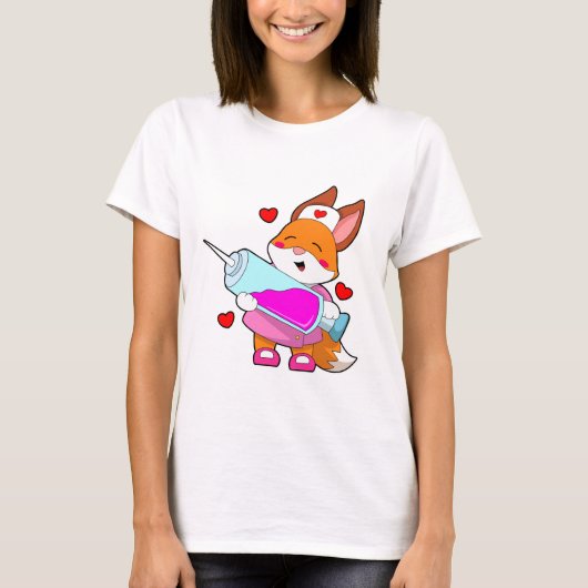 Fox als verpleegster met spuit t-shirt (Voorkant)