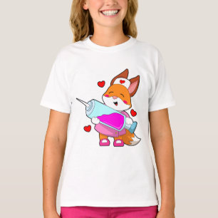 Fox als verpleegster met spuit t-shirt