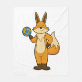 Fox als volleybalspeler met volleybal fleece deken (Voorkant)