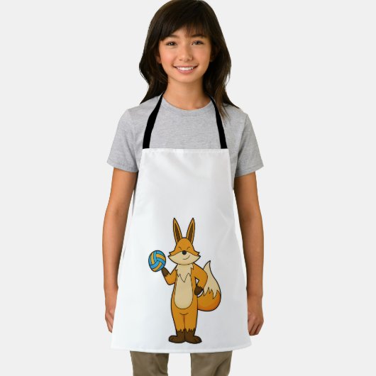 Fox als volleybalspeler met volleybal schort (Insitu)