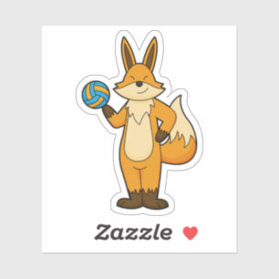 Fox als volleybalspeler met volleybal sticker