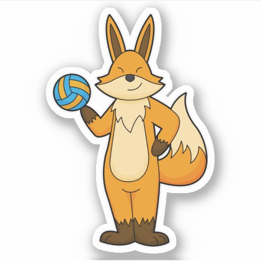 Fox als volleybalspeler met volleybal sticker (Voorkant)