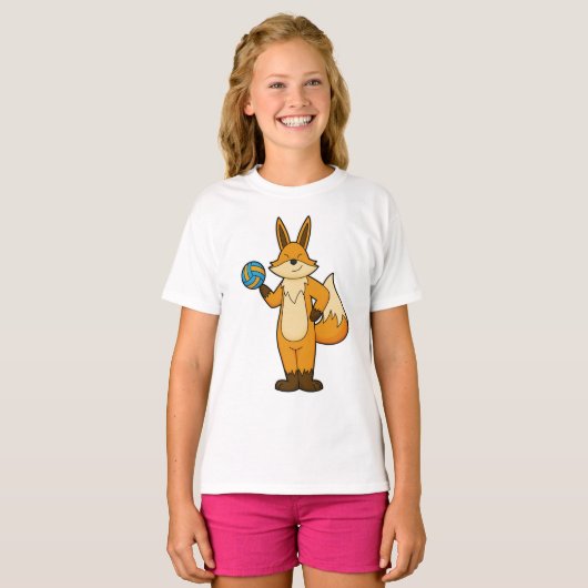 Fox als volleybalspeler met volleybal t-shirt (Voorkant volledig)