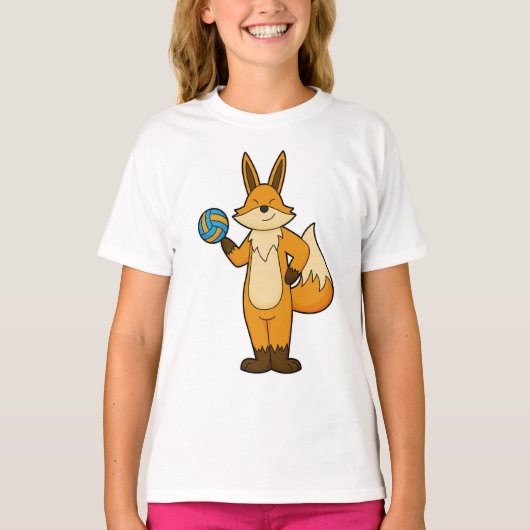 Fox als volleybalspeler met volleybal t-shirt (Voorkant)