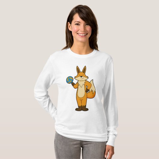 Fox als volleybalspeler met volleybal t-shirt (Voorkant volledig)