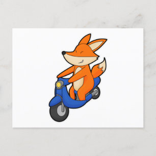 Fox als wandelaar met scooter briefkaart
