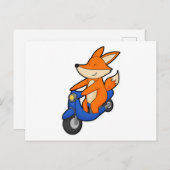 Fox als wandelaar met scooter briefkaart (Voorkant / Achterkant)