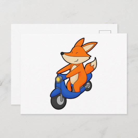 Fox als wandelaar met scooter briefkaart (Voorkant / Achterkant)