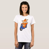 Fox als wandelaar met scooter t-shirt (Voorkant volledig)