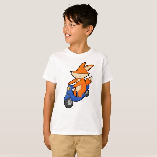Fox als wandelaar met scooter t-shirt (Voorkant volledig)