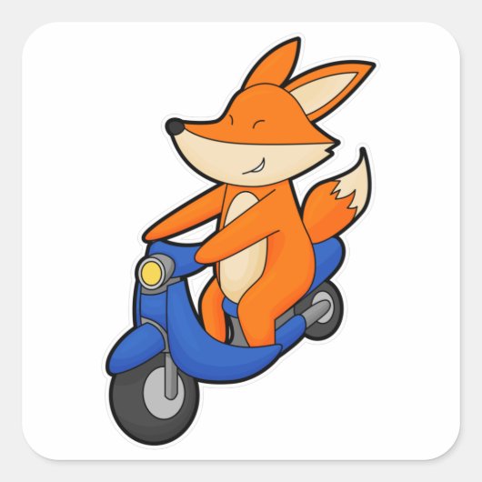 Fox als wandelaar met scooter vierkante sticker (Voorkant)