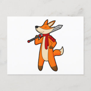 Fox als Warrior met zwaard en scarf Briefkaart