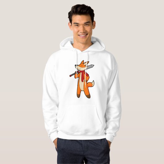 Fox als Warrior met zwaard en scarf Hoodie (Voorkant volledig)