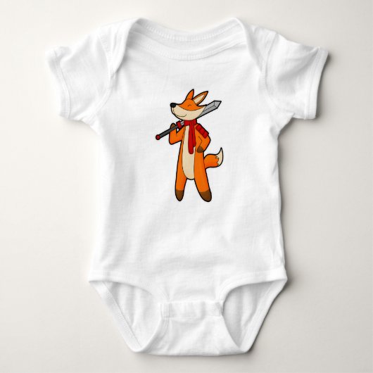 Fox als Warrior met zwaard en scarf Romper (Voorkant)