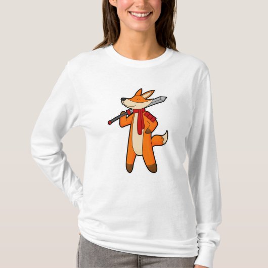 Fox als Warrior met zwaard en scarf T-shirt (Voorkant)