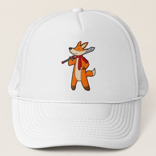 Fox als Warrior met zwaard en scarf Trucker Pet (Voorkant)
