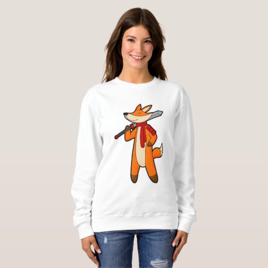 Fox als Warrior met zwaard en scarf Trui (Voorkant volledig)