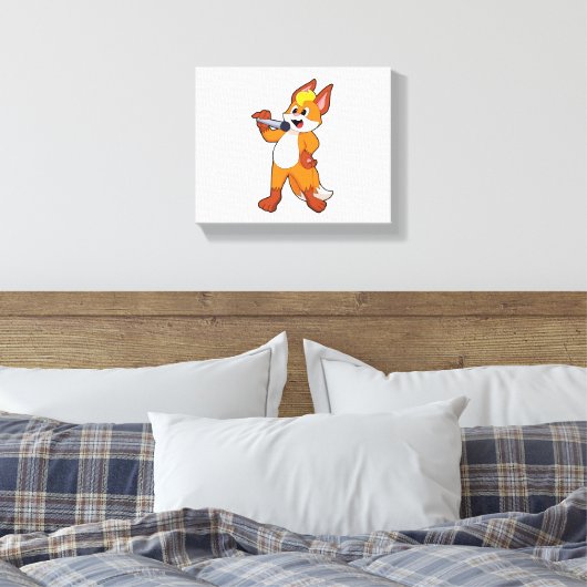 Fox als zanger met microfoon canvas afdruk (Insitu (Slaapkamer))