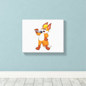 Fox als zanger met microfoon canvas afdruk (Insitu (Houten vloer))