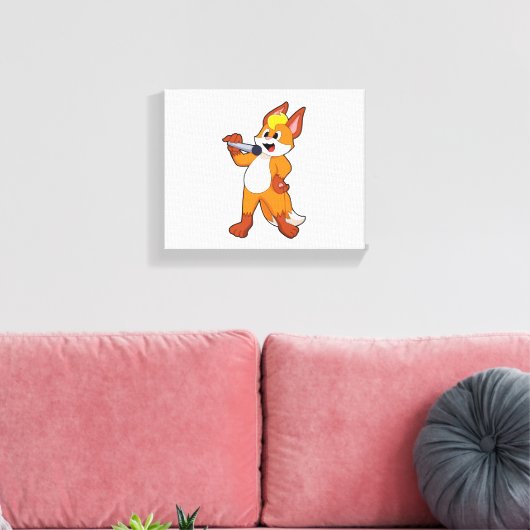 Fox als zanger met microfoon canvas afdruk (Insitu (Woonkamer))