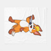 Fox als zanger met microfoon fleece deken (Voorkant (Horizontaal))