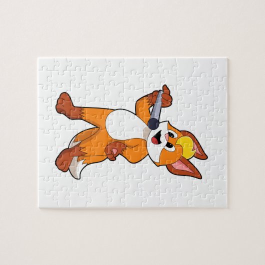 Fox als zanger met microfoon legpuzzel (Horizontaal)