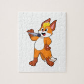 Fox als zanger met microfoon legpuzzel (Verticaal)
