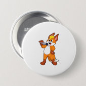 Fox als zanger met microfoon ronde button 7,6 cm (Voorkant /achterkant)