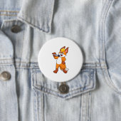 Fox als zanger met microfoon ronde button 7,6 cm (In situ)