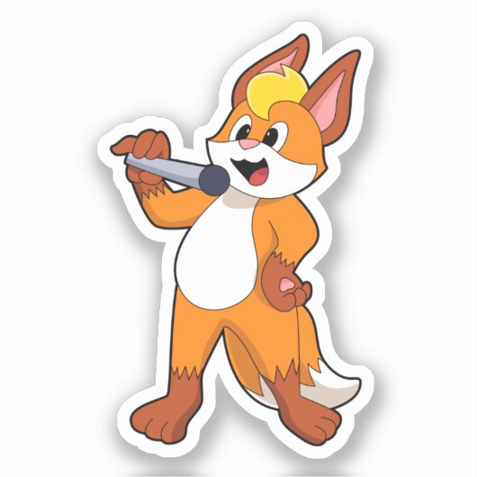 Fox als zanger met microfoon sticker (Voorkant)