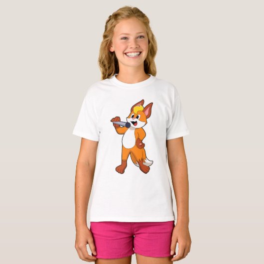 Fox als zanger met microfoon t-shirt (Voorkant volledig)