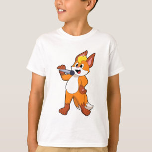 Fox als zanger met microfoon t-shirt