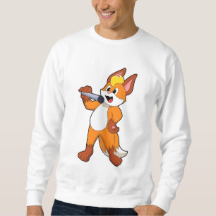 Fox als zanger met microfoon trui