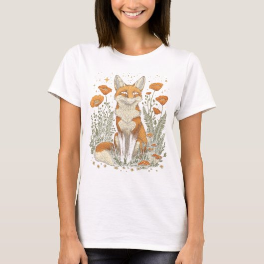 Fox Among the Wildflowers T-shirt (Voorkant)