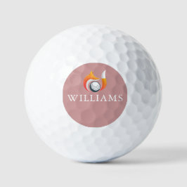 Fox And Ball Aangepaste Naam Stof Roze Roze Golfballen