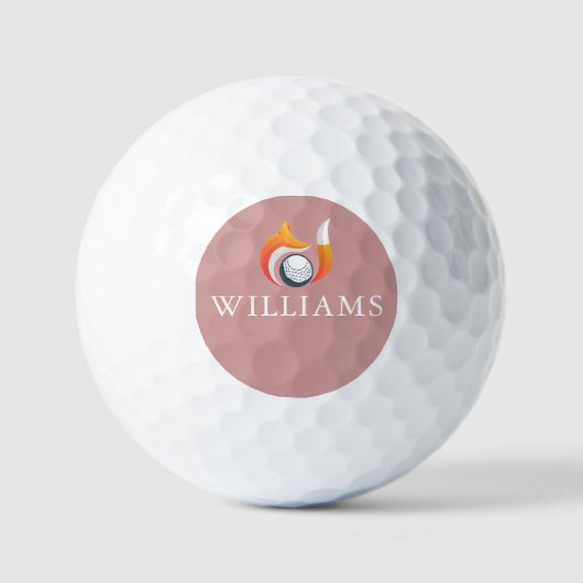 Fox And Ball Aangepaste Naam Stof Roze Roze Golfballen (Voorkant)