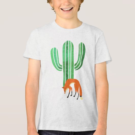 Fox and cactus Tri-Blend shirt (Voorkant)