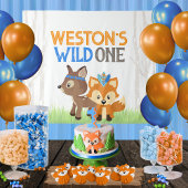 Fox and Deer Wild One Bos Bomen Party Achtergrond Wandkleed
