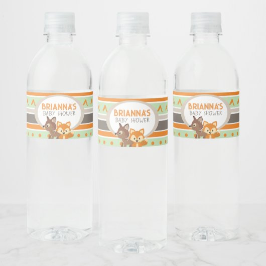 Fox and Deer Woodland Forest Water Flessenlabels Waterfles Etiket (Flessen)