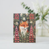 Fox and Foxglove Bloemen William Morris Geïnspiree Briefkaart (Staand voorkant)