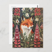 Fox and Foxglove Bloemen William Morris Geïnspiree Briefkaart (Voorkant / Achterkant)