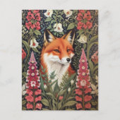Fox and Foxglove Bloemen William Morris Geïnspiree Briefkaart (Voorkant)
