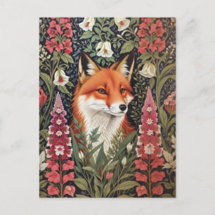 Fox and Foxglove Bloemen William Morris Geïnspiree Briefkaart
