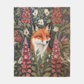 Fox and Foxglove Bloemen William Morris Geïnspiree Fleece Deken (Voorkant)