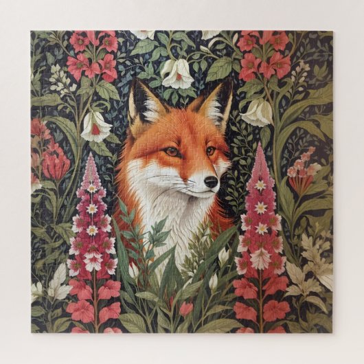 Fox and Foxglove Bloemen William Morris Geïnspiree Legpuzzel (Verticaal)