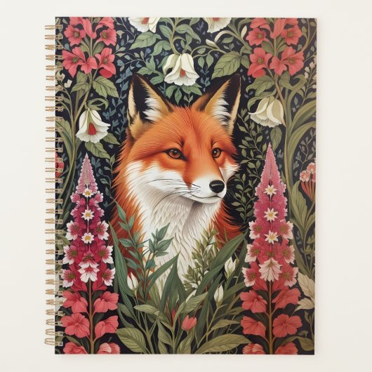 Fox and Foxglove Bloemen William Morris Geïnspiree Planner (Voorkant)